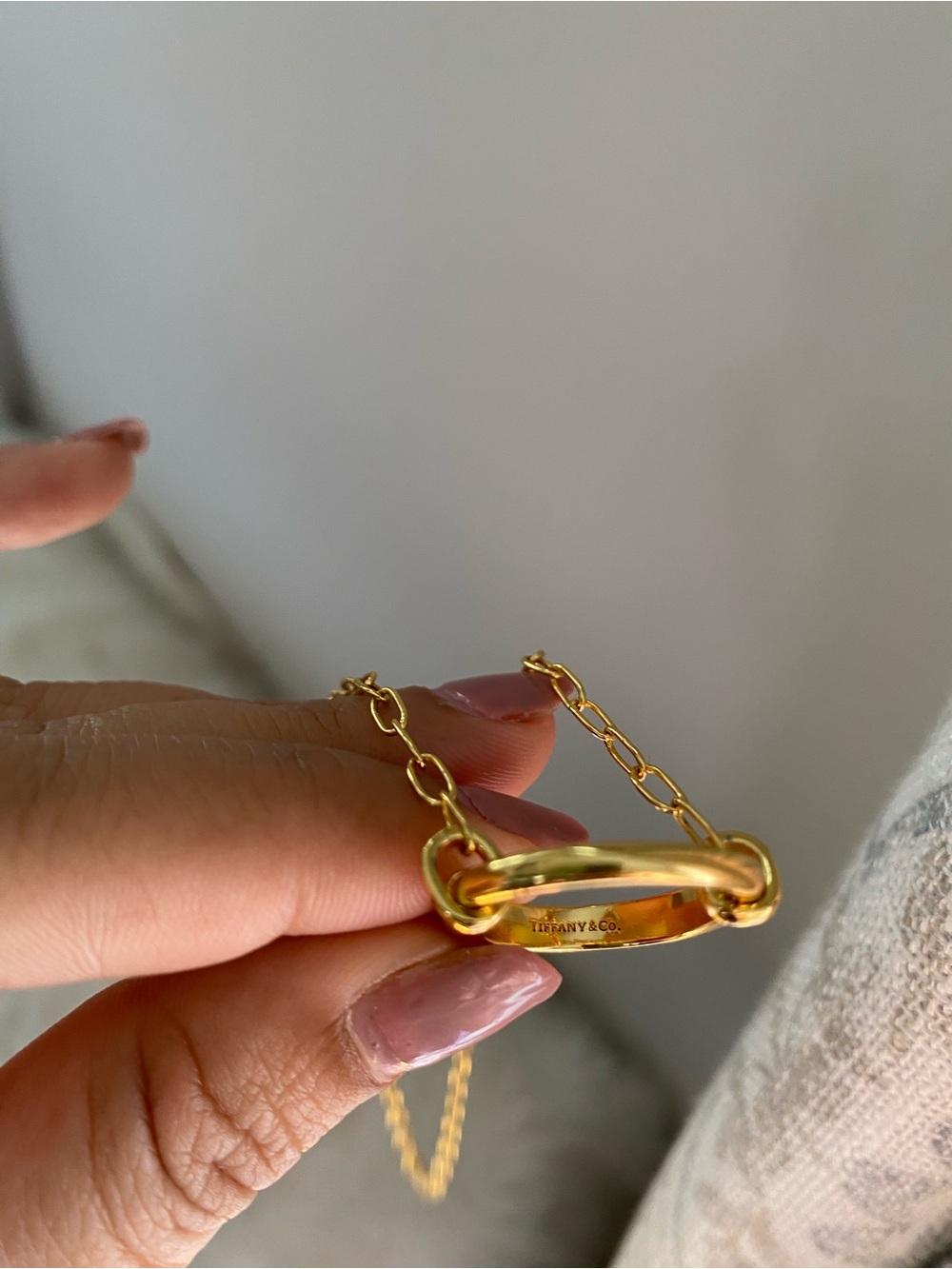 Others Follow Gold Link Necklace with Oval Pendant